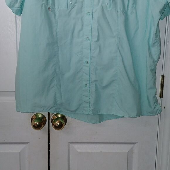 Magellan Outdoor Fish Gear Relaxed Fit light mint button down shirt  Sz 3X EUC - Picture 2 of 5